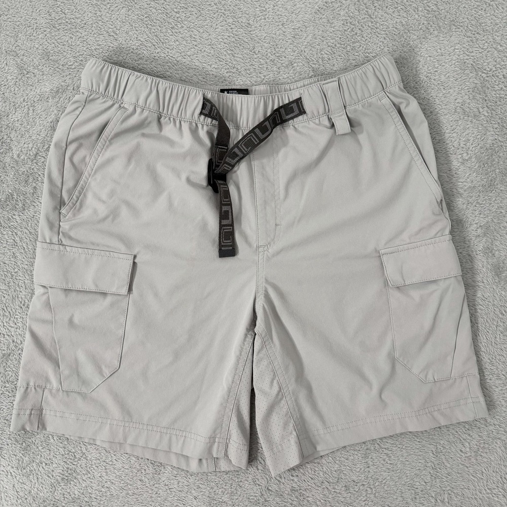 Huk Creekbed Cargo Shorts Mens Small Gray Lightweight Stretch Belted Fishing